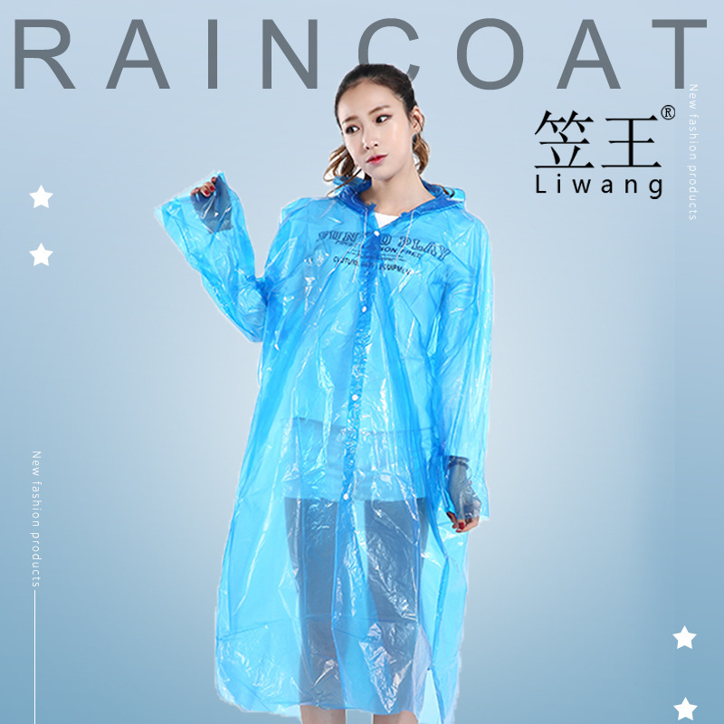 Li Wang Adult Travel Drifting Hiking Disposable Raincoat PE Extra Thick Plus Fertilizer Extra Large Cardigan Poncho Multicolor Optional