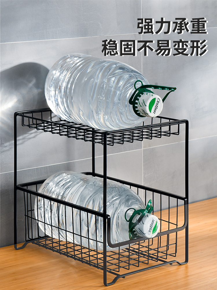 Kitchen cabinet sink bathroom sink layered pull-out narrow organization shelf cabinet with double-layer drawer storage rack