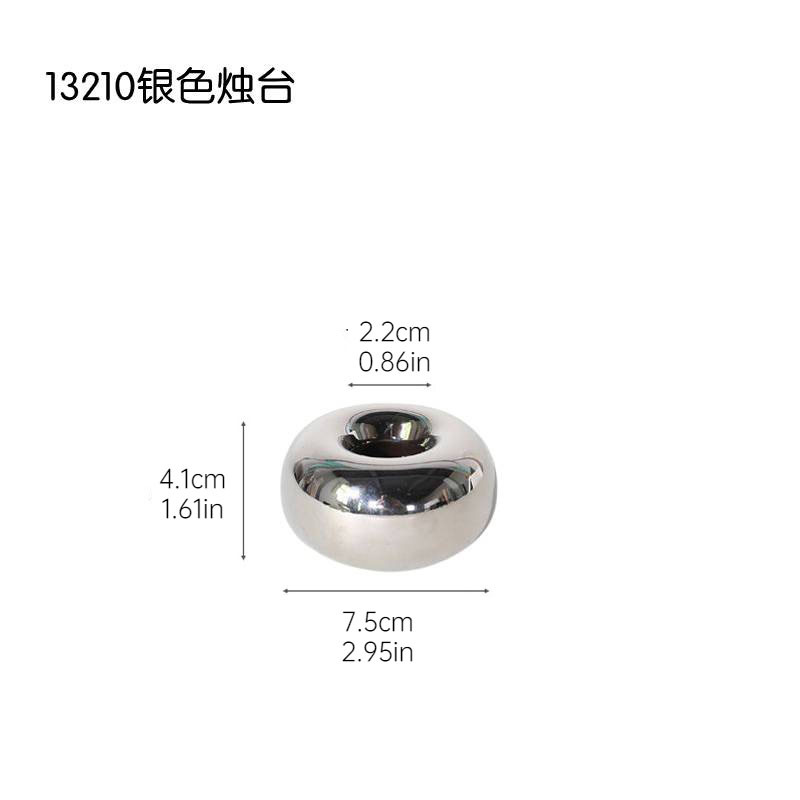 Adornos de candelabros de plata de cerámica galvanizada moderna, soporte de mesa de vela redonda, decoración del hogar de mesa de estilo ins al por mayor