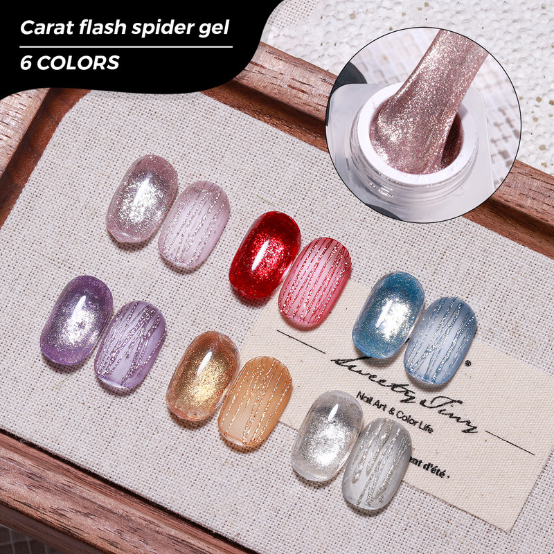 Jting Jingting Cross-Border Specializes in 6-Color Carat Flash Spider Gel Nail Polish One-Step Molding Nail Polish Wholesale