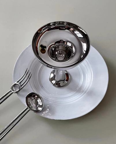 Thickened 304 stainless steel ice cream bowl dessert bowl fruit bowl ice cream cocktail cup creative high-legged cocktail cup