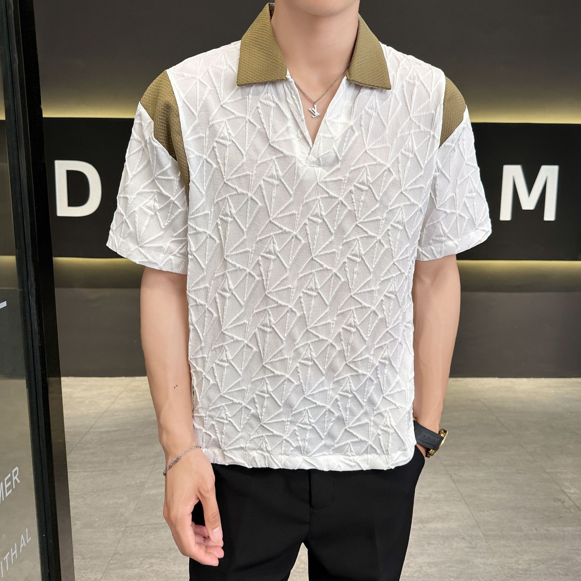 Polo homme été manches courtes tendance coupe ample confortable_voghion.com