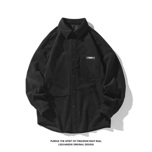 Men's Spring and Autumn Long Sleeve Shirt with Collar, Japanese Style Trend Brand Long Sleeve Casual Loose Jacket for Guys