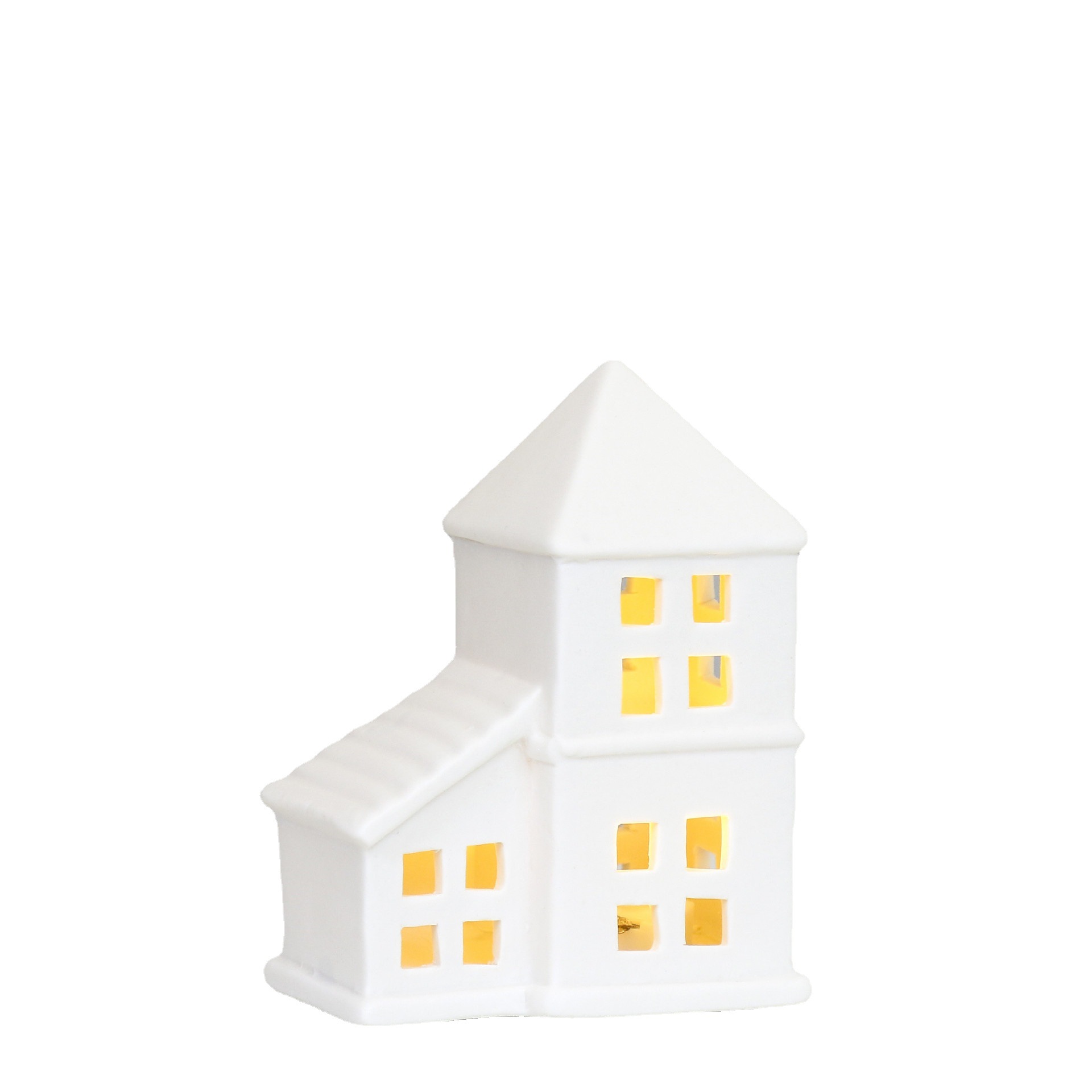 Casa de cerámica artesanías de Navidad decoración del hogar decoraciones de escritorio de Navidad hueco luz de la noche ventas directas de la fábrica