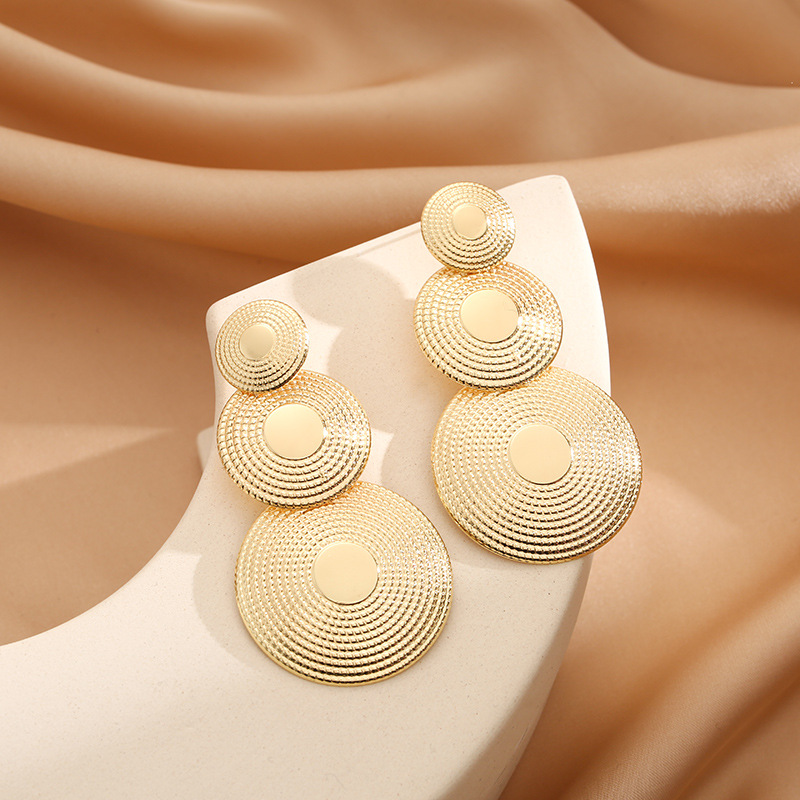 15g Weight Drop Earrings Classification 1 Pair Quantity 1 Pair Retro Round Plating Metal Drop Earrings