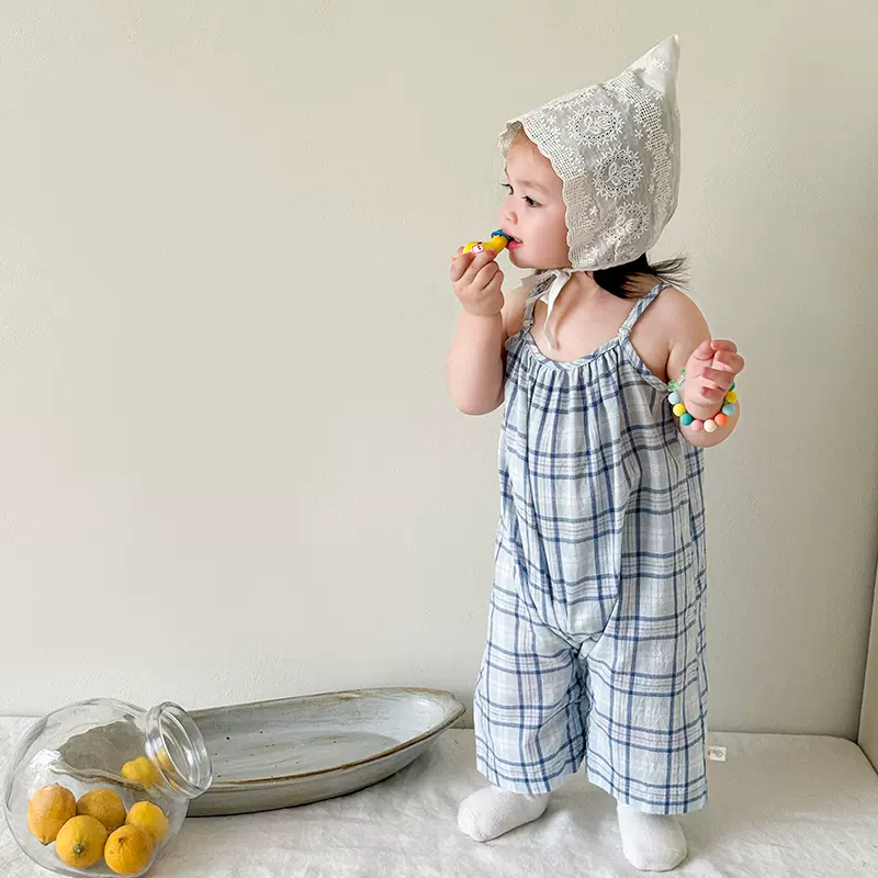 蔗梨童装婴儿夏薄款衣服2025新款儿童纯棉a类宝宝吊带连体衣爬服