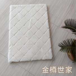 奶白色简约兔毛绒家用地垫进门口垫卧室地毯吸水脚垫浴室防滑垫子