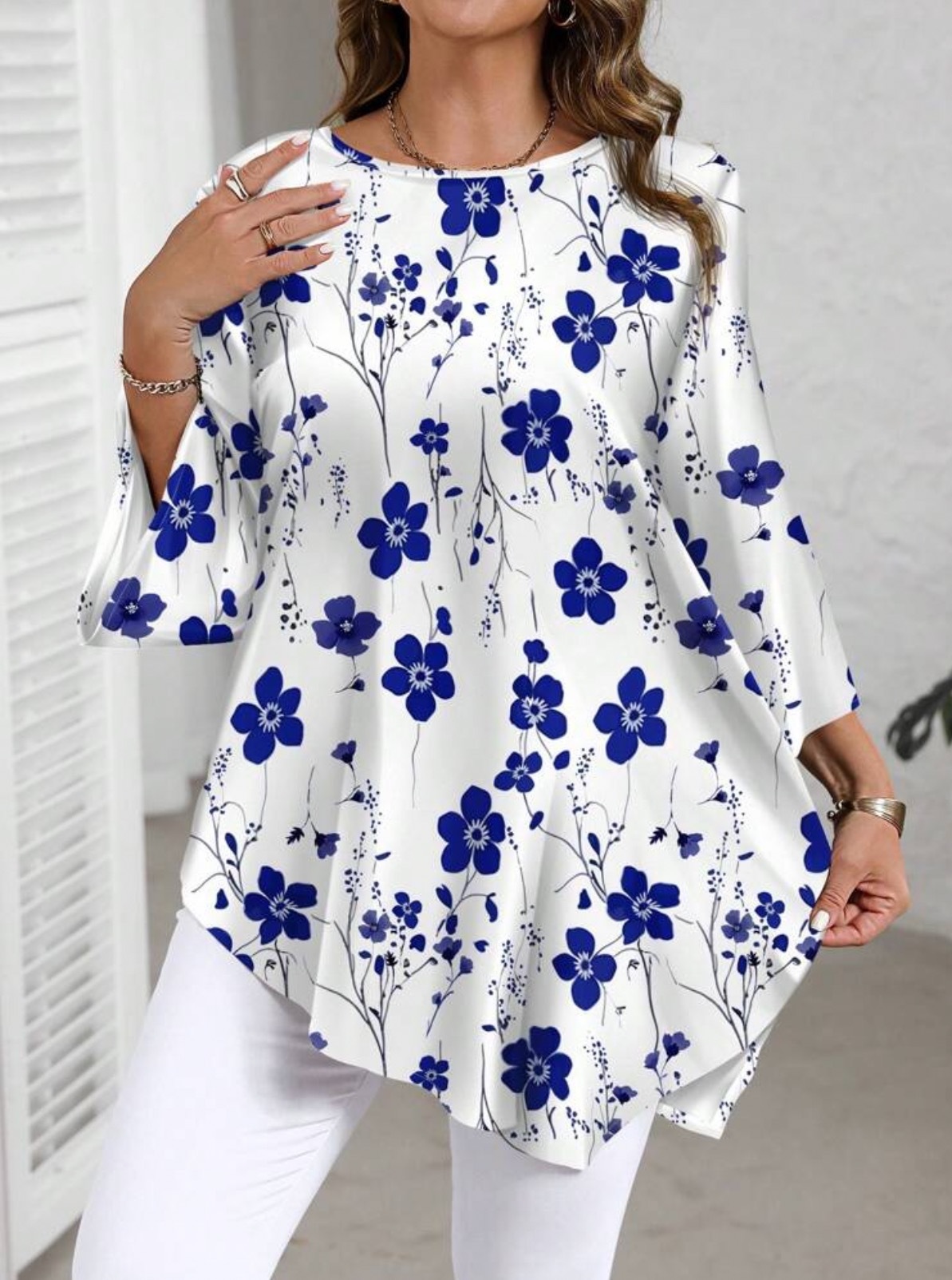 2026 nueva camiseta de damas de tamaño grande impresión universal blusa de cuello redondo multicolor opcional image 13