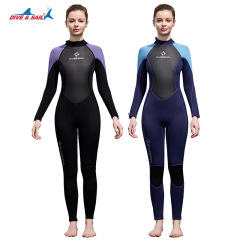 DIVE & SAILウェットスーツ女性3mm長袖保温厚手ウェットスーツワンピース防寒シュノーケル水泳サーフィンスーツ