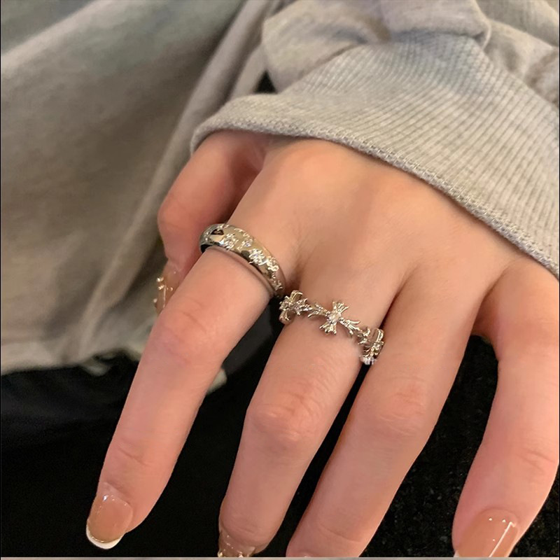 Minimalist Style Silver Cross Ring Niche Design Fashionable Versatile Open Ring High-End Index Finger Ring Wholesale Minimalist Style Silver Cross Ring Niche Design Fashionable Versatile Open Ring High-End Index Finger Ring Wholesale