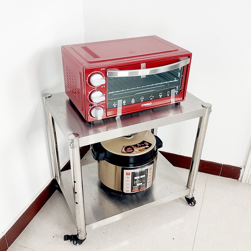 廚房不鏽鋼小推車置物架萬向輪推拉收納架子餐廳擺菜可調節整理架