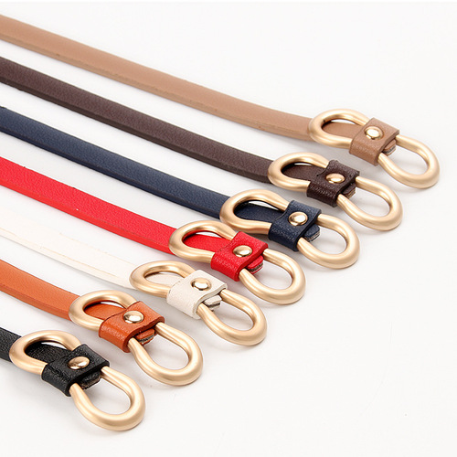 New style women's belt, simple 8-shaped buckle, versatile shirt dress, narrow belt, non-hole PU decorative thin belt