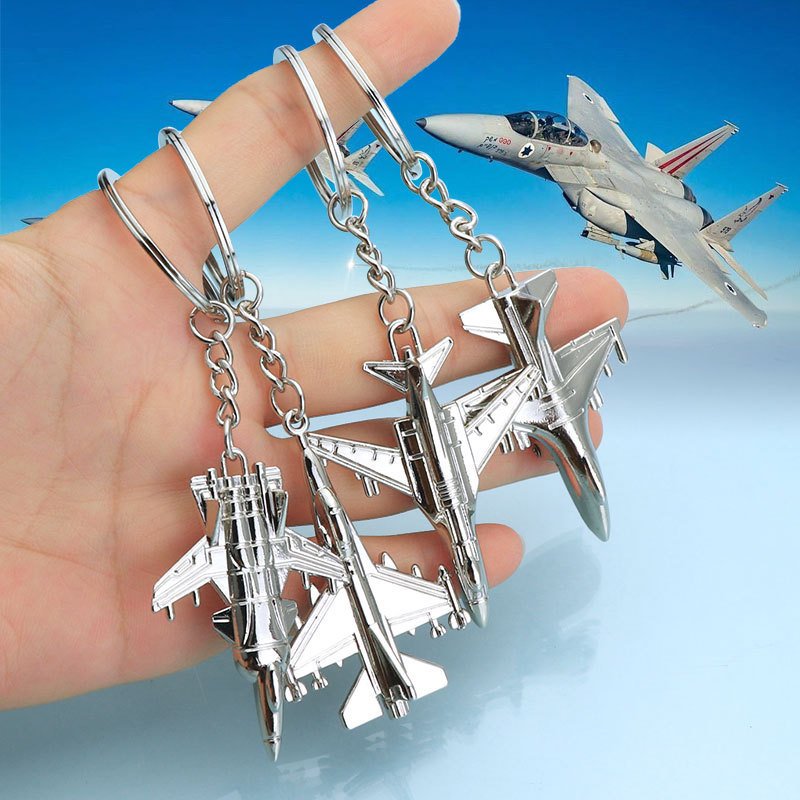 Three-Dimensional Aircraft Keychain Aviation Aircraft Model Gift Pendant Travel Aviation Model Hall Souvenir J-20