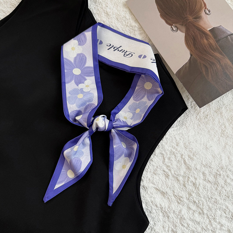 Bufanda de seda, tira larga, sensación de alta gama, nueva caja de regalo fresca pequeña, cinta decorativa, bolsa atada, cabello atado, bufanda de seda, bufanda, cinturón multiusos