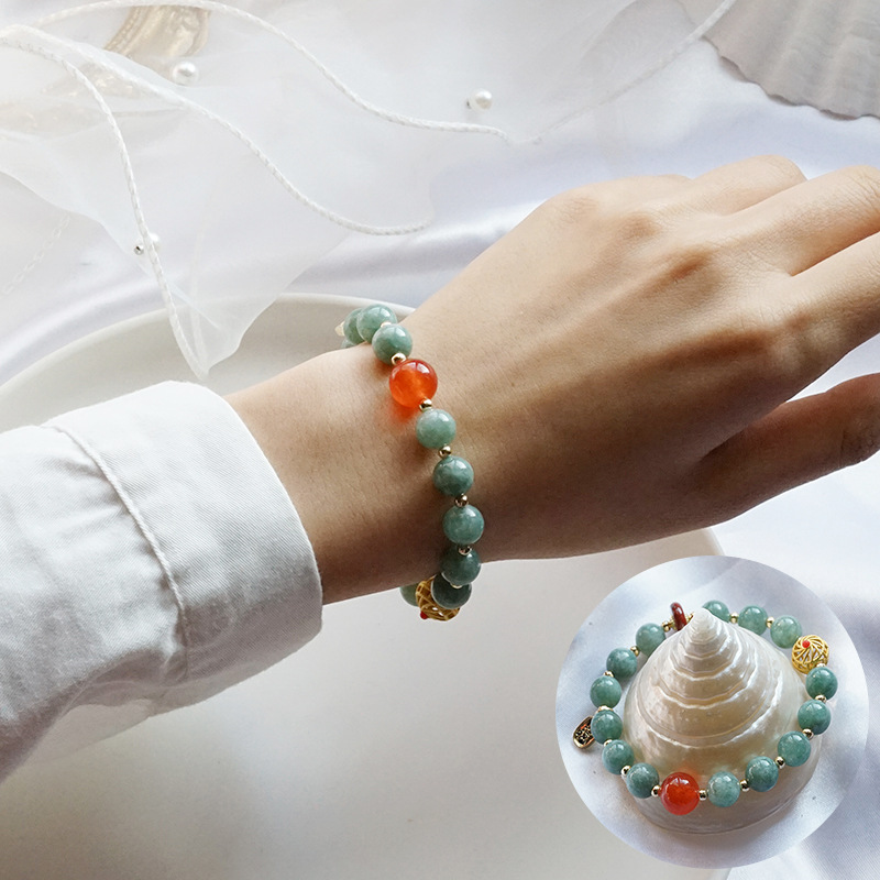 thumbnail image 1 of Pulsera de Jade Retro de moda para mujer, nuevo estilo tibetano, pulsera de Calcedonia de calabaza de estilo étnico, adorno de mano de la suerte, verde de la suerte, 1 of 2