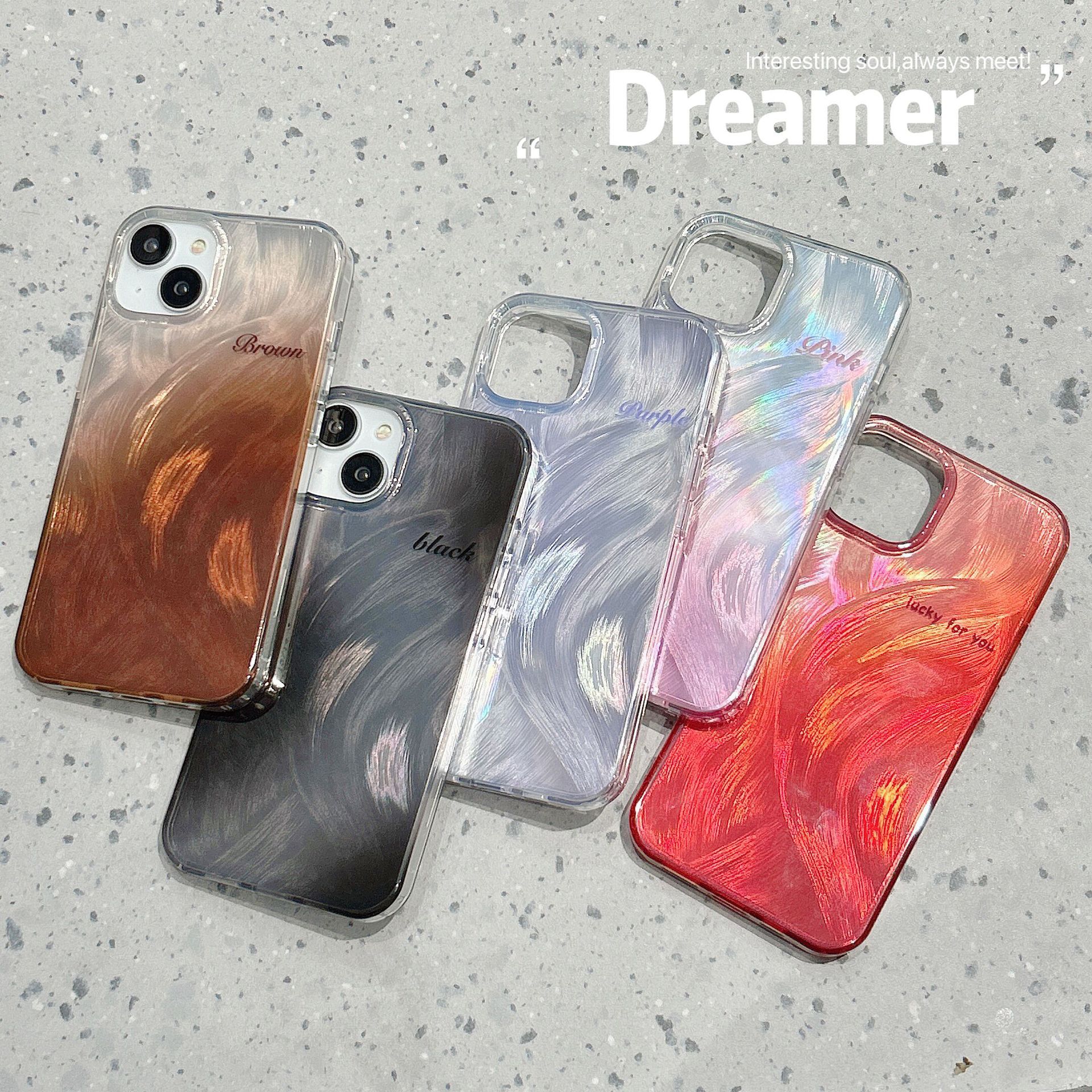 Hanfeng Feather Yarn Gradient iPhone14Pro Niche 13Pro  12Pro Phone Case 15Pro Max_voghion.com