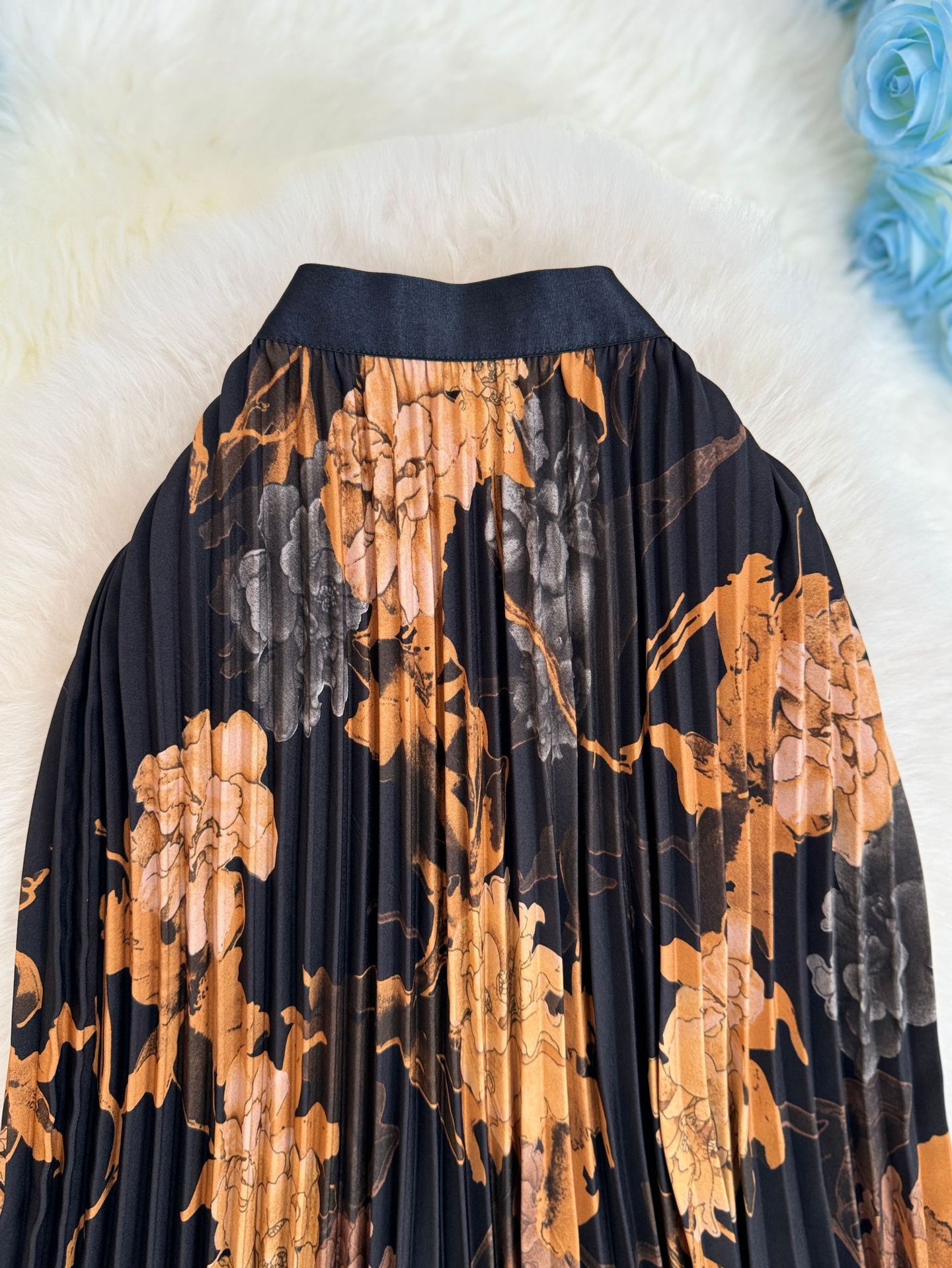 Sophisticated Retro Printed Midi Skirt A-line Pleated Skirt_voghion.com