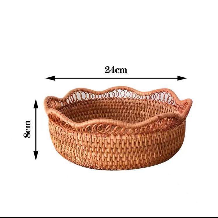 Cestas de almacenamiento de frutas de caña trenzadas vietnamitas canasta de sala de estar casera de bocadillos cestas de dulces creativas canasta de frutas secas caja