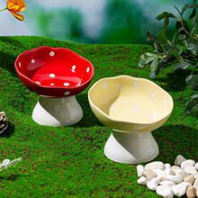 猫碗陶瓷高脚食盆猫咪饭碗水碗保护颈椎防打翻猫粮碗狗狗防黑下巴