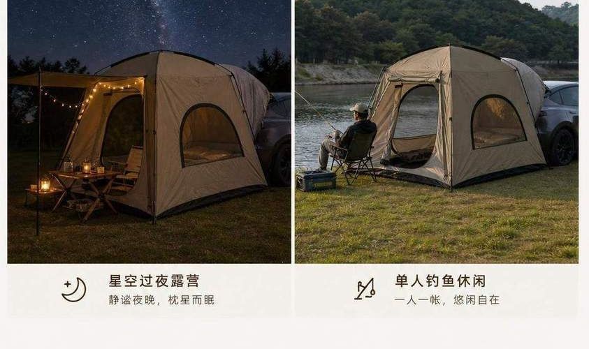 Trunk tent, portable quick-install car tent for overnight camping on long drives, foldable for self-driving trips