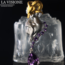 白羊座 十二星座女士  紫水晶吊坠 925银镀真金 高级别珠宝