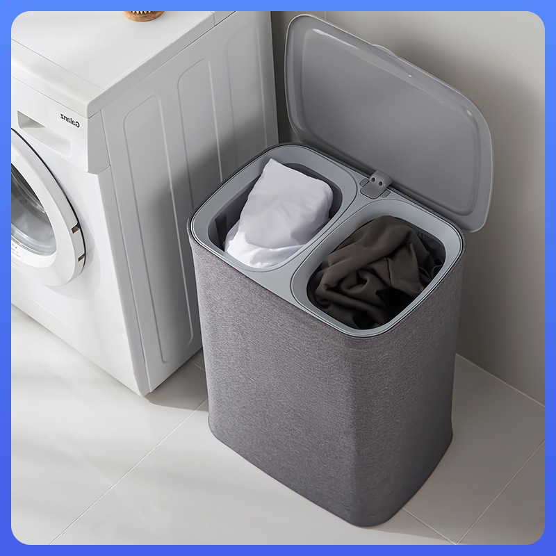 ✅Cattle tendon cloth with lid dirty clothes basket household bedroom storage basket pedal folding garbage bin sundries storage hygiene