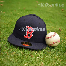 棒球联盟红袜队经典补丁刺绣全封闭闭口帽嘻哈街舞棒球平沿帽