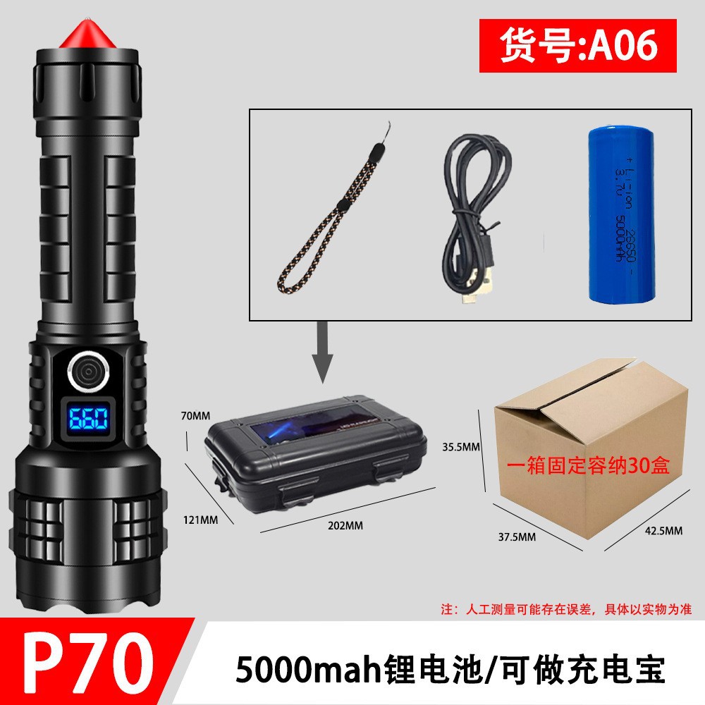 Cruz-frontera fuerte luz P90led linterna recargable pantalla eléctrica hogar al aire libre Super brillante de largo alcance portátil multi-función linterna