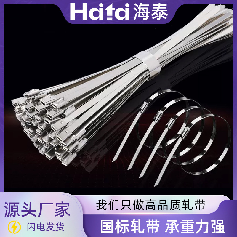 304不锈钢扎带金属自锁式扎带4.6*300耐高温防火电缆捆绑带束线带