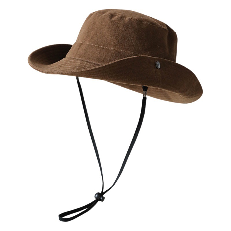 Otoño e invierno sombrero de pescador de gamuza chica caliente Brown Western Denim sombrero de pescador hombres y mujeres senderismo al aire libre sombrero de la cuenca a prueba de sol