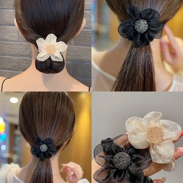 2022 nuevo tocado flor corbata de pelo cuerda de goma tocado banda de pelo Banda de pelo de intestino grueso de alta calidad tela de la flor de las mujeres accesorios para el cabello cuerda