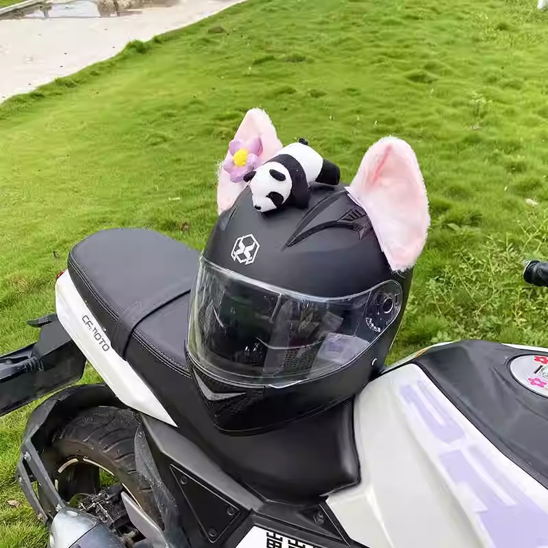 Cool Rainbow Tie-dye Animal Ear Handmade Helmet Decoration Motorcycle Accessories Detachable