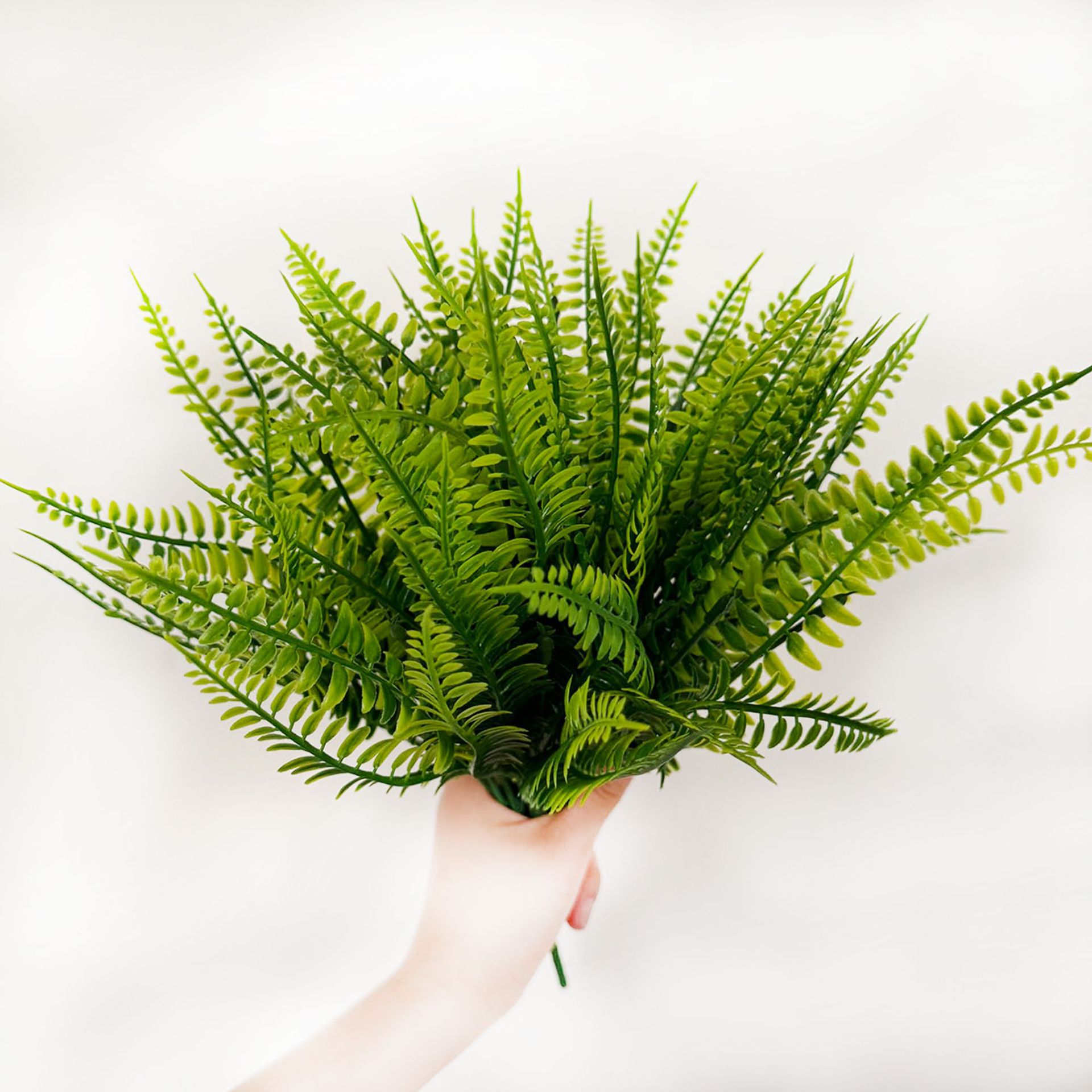 7-Pronged 21-Leaf Persian Grass Simulated Green Plants 7-Head Persian Grass Boston Fern Green Plant Wall Decorative Grass Small Bouquet