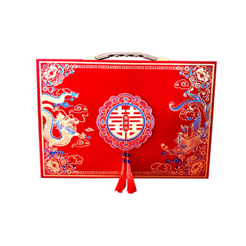 Chinese style engagement gold box, embossed hot stamping gold gift box, festive wedding decorations, engagement cash gold gift box