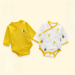 New 2023 Spring and Autumn Pure Cotton Baby Bodysuit Baby Bib All-in-one Bodysuit No Bone Bias Open Potty Pants Crawling Suit Drop Shipping 