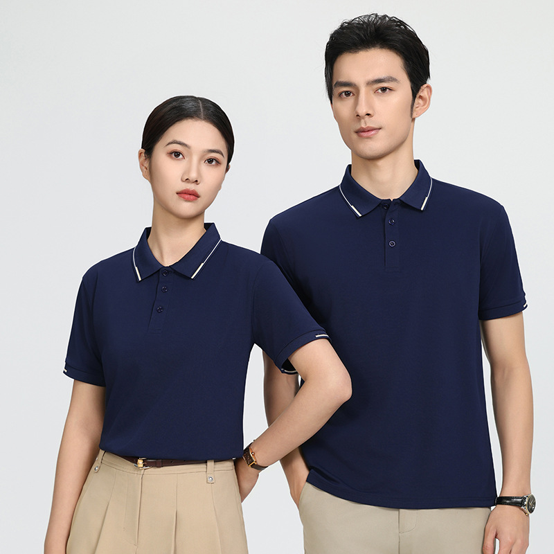 Polo de solapa de manga corta de comercio exterior de exportación para hombres y mujeres 190g casual de negocios traje de grupo de trabajo simple camisa publicitaria bordada