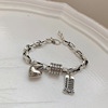 Fashionable retro cute silver bracelet, accessory, Korean style, silver 925 sample