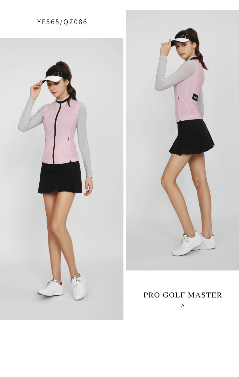 Áo ghi lê golf PGM mỏng nhẹ chít eo cho nữ — Yf565-vest Trắng, Yf565-gi lê màu hồng, QZ086-váy kaki, QZ086-Váy trắng chi tiết 12