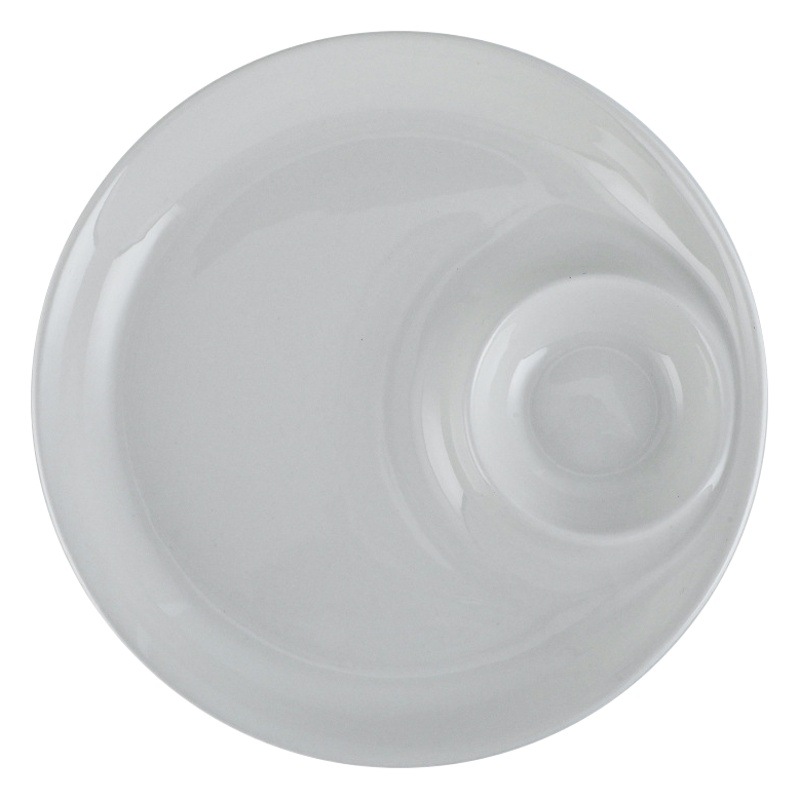 Plato de饺os redondos con un plato especial para comer饺os, plato de enmersión, plato de condimento, plato de patatas fritas