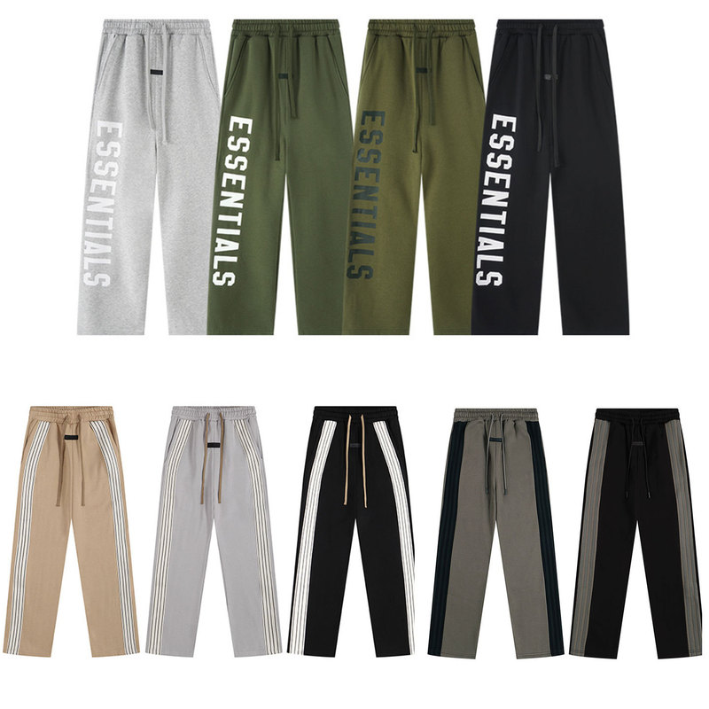 Cross-Border American High Street Essentials Reflective Letter Stripe Fleece-Lined Casual Pants Straight-Leg Long Pants Unisex Loose Fit