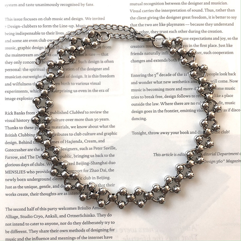 Beaded stainless steel men's bracelet punk hip hop beads handmade chain necklace titanium steel jewelry female wholesale niche Beaded stainless steel men's bracelet punk hip hop beads handmade chain necklace titanium steel jewelry female wholesale niche
