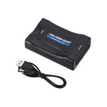 HDMI TO SCART转换器 高清视频转接头 hdmi转scart线扫把头转接线