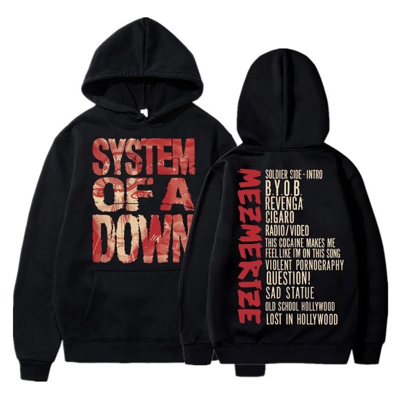 A down Mezmerize Album Sweatshirt from the Rock Band System of a Down, Hip-Hop Harajuku Retro Long-Sleeved Men's Top
