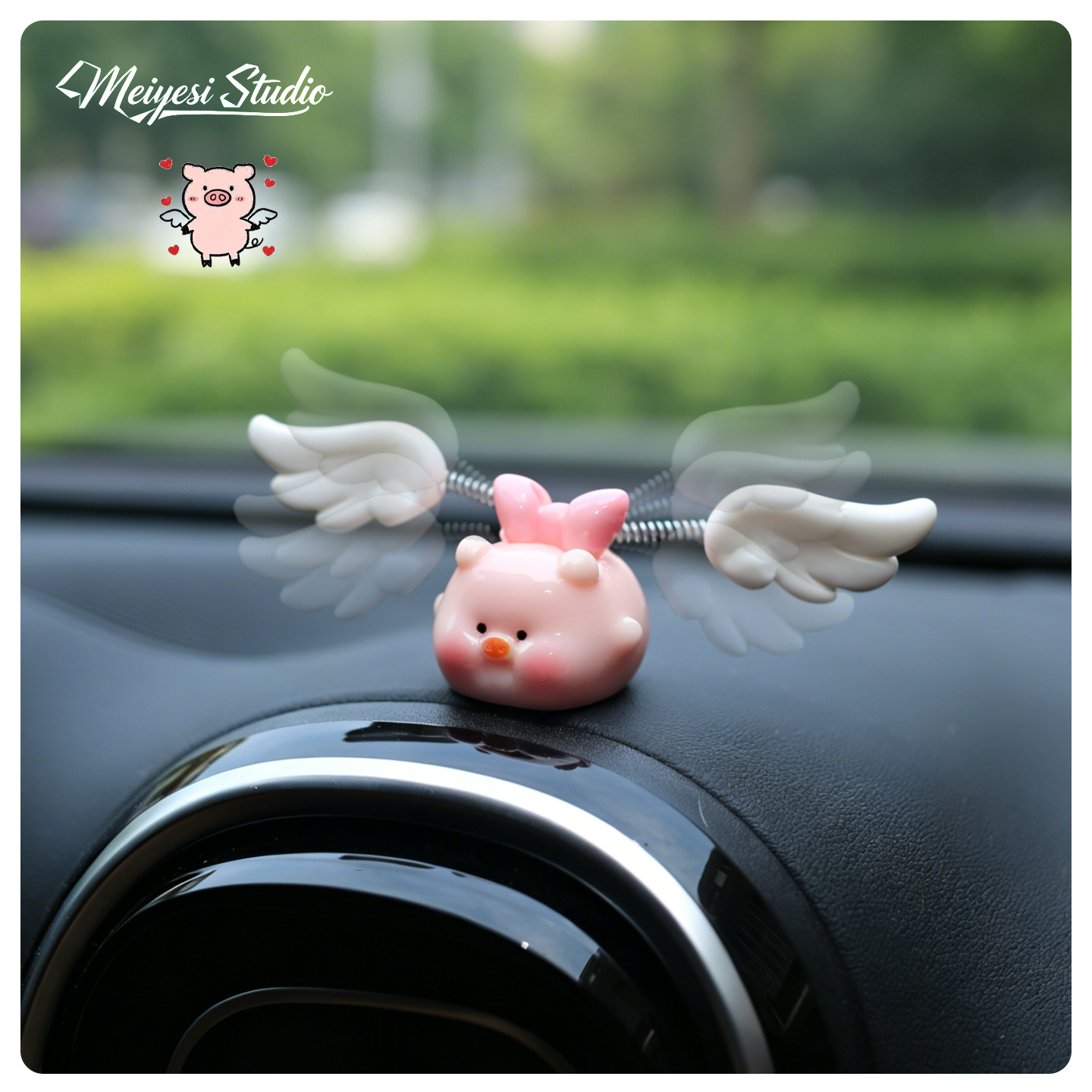 Mini lindo swing flying cerdo adornos de automóvil curar la consola central pequeñas adornos descomprimir artefactos mágicos