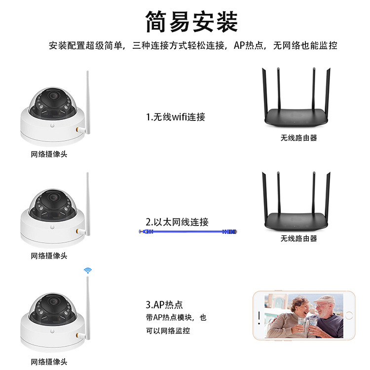 WIFI1080P kızılötesi gece görüşlü güvenlik kamerası 5MP patlamaya dayanıklı kubbe kamera akıllı güvenlik ev kullanımı