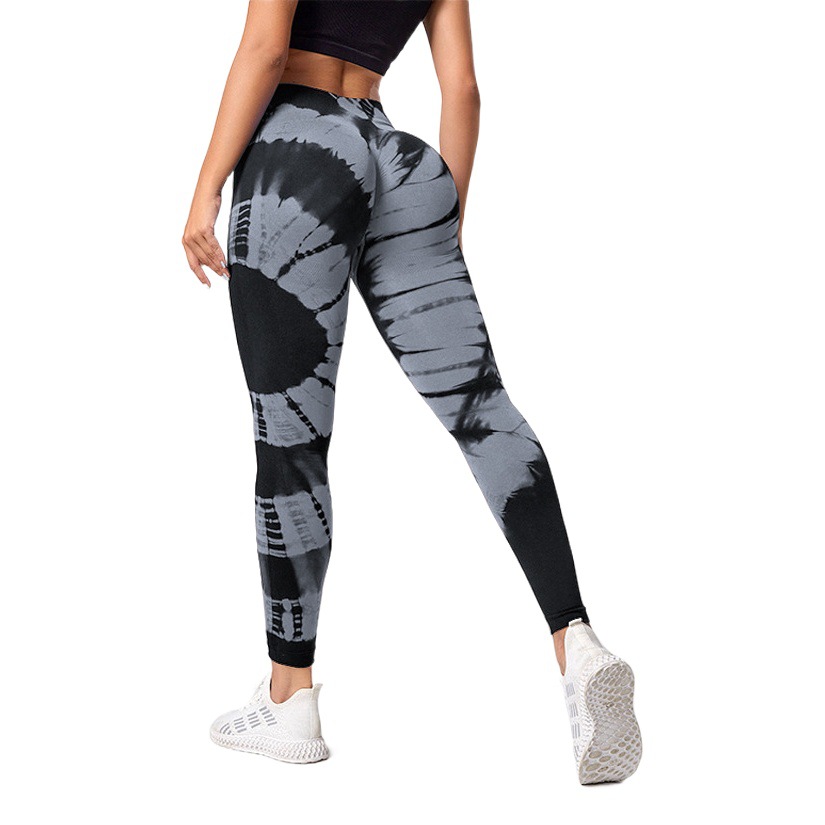Nuevo pantalones teñidos de cintura alta Peach Hip lifting sin costuras jacquard running fitness yoga pantalones medias deportivas