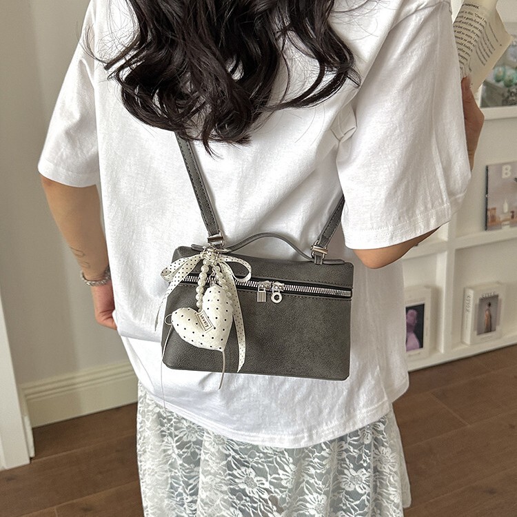 Women's Lp Bag, Suede Square Bag, Versatile Genuine Leather Handbag, High-End Feel, Single Shoulder Crossbody Bag