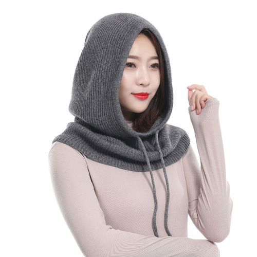 Cashmere Wool Thread Autumn and Winter Knitted Baotou Hat for Men and Women Cervical Spine Protector Neck Collar Protector Ear Neck Thickening to Keep Warmth