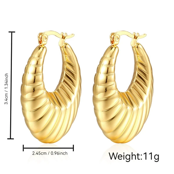 Striped ellipse hollow earrings Golden MS-010