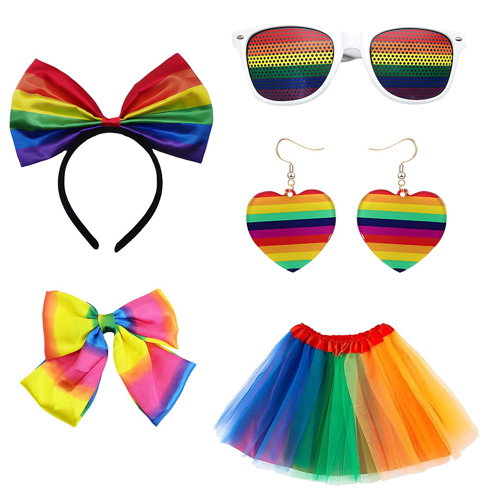 Festival del arco iris pelucas coloridas arco iris bandas de cabello tocado de fiesta disfraz de espectáculo de vestuario accesorios